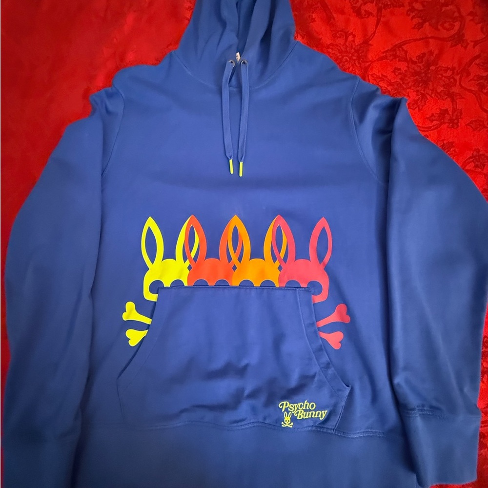 Psycho Bunny Royal Blue Pullover Hoodie with Drawstring